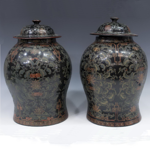 Парные храмовые вазы (банки) с крышками. Китай.  19 век .