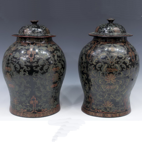 Парные храмовые вазы (банки) с крышками. Китай.  19 век .