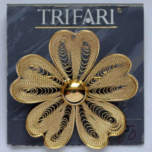 TRIFARI tКОЛЛЕКЦИОННАЯ ФИЛИГРАННАЯ ВИНТАЖНАЯ БРОШЬ НОВАЯ (!) США,  