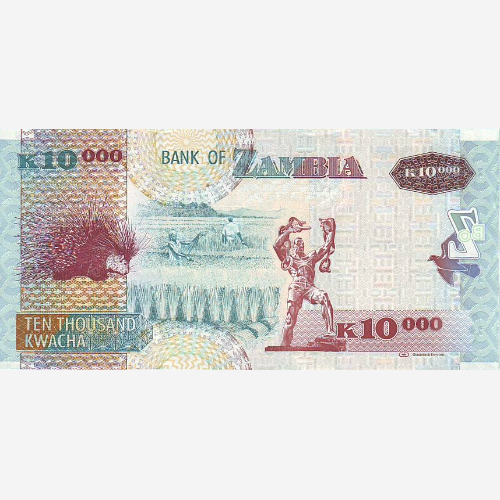 Банкнота Замбии 10000 квачей. 2009 год. UNC (Арт.ZMK10K-016)