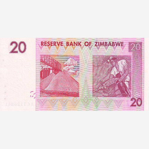 Банкнота Зимбабве 20 долларов. 2007 год. UNC (Арт.ZWD20-042)