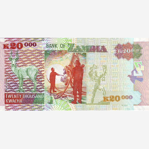 Банкнота Замбии 20000 квачей. 2010 год. UNC (Арт.ZMK20K-017)