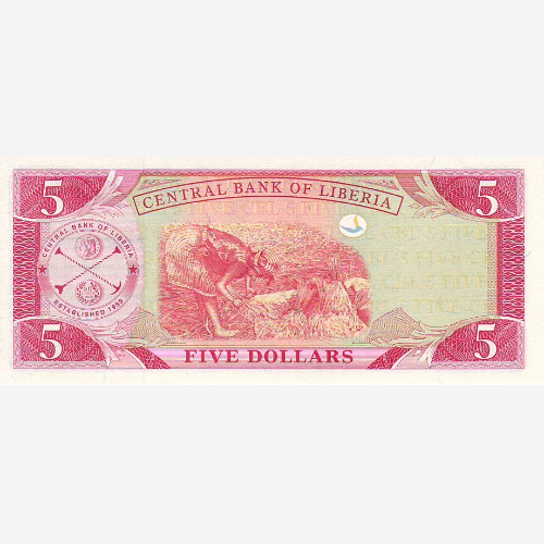 Банкнота Либерии 5 долларов. 2011 год. UNC (Арт.LRD5-004)