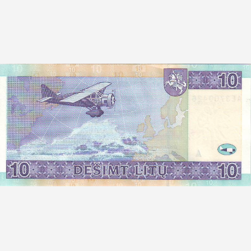 Банкнота Литвы 10 лит. 2007 год. UNC (Арт.LTL10-009)