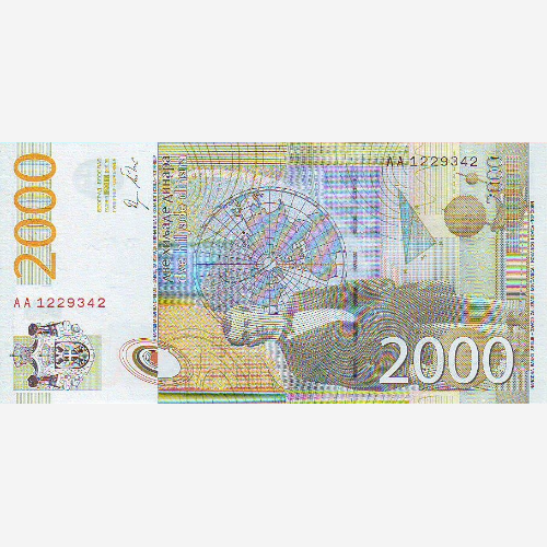 Банкнота Сербии 2000 динаров. 2011 год. UNC (Арт.RSD2K-006)