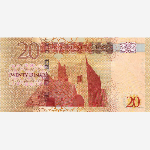 Банкнота Ливии 20 динаров. 2016 год. Гознак. UNC (Арт.LYD20-030)