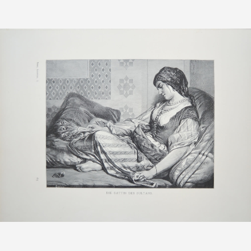 "Жена султана". 1879 год. Лейпциг. (Нем.). Бумага, журнальная ксилография, на обратной стороне печать.